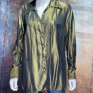 Shiny green tall button up NWT